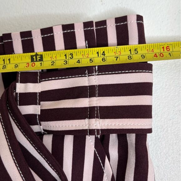 7th Avenue Design Studio Brown White Stripe Paper Bag Waist Wide Leg Pant Wmn 6 - Picture 10 of 14